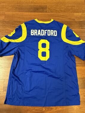 Nike NFL Sam Bradford #8 LA Rams On Field Jersey Blue Yellow XL
